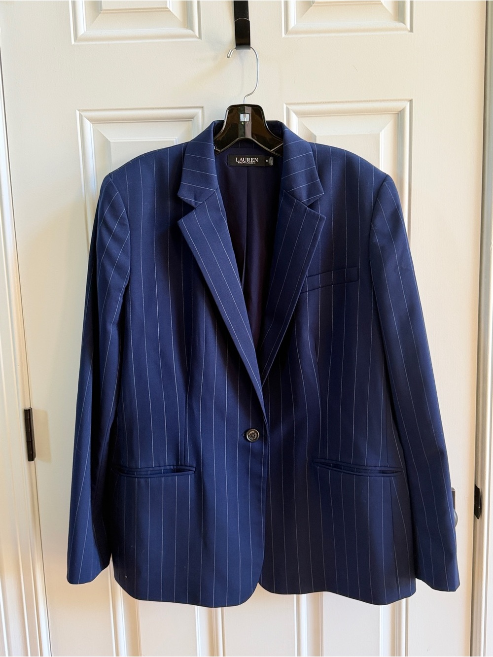 Ralph Lauren Navy Pinstripe Single-Breasted Blazer